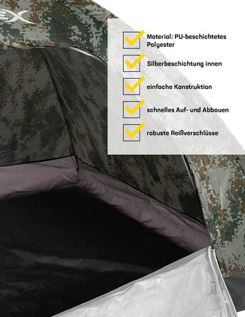 Гібридний намет JELEX Outdoor Nature Easy Up Camping, надлегкий кемпінговий намет з легким складанням, для 2-4 осіб, з мухоміром і захистом від ультрафіолету, стабільний і міцний зелений 2