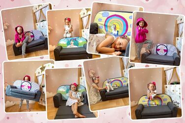 Дитячий розкладний диван FORTISLINE 2в1, 40x78x45 см, рожевий плюш із котиками, знімний чохол, пінополіуретан