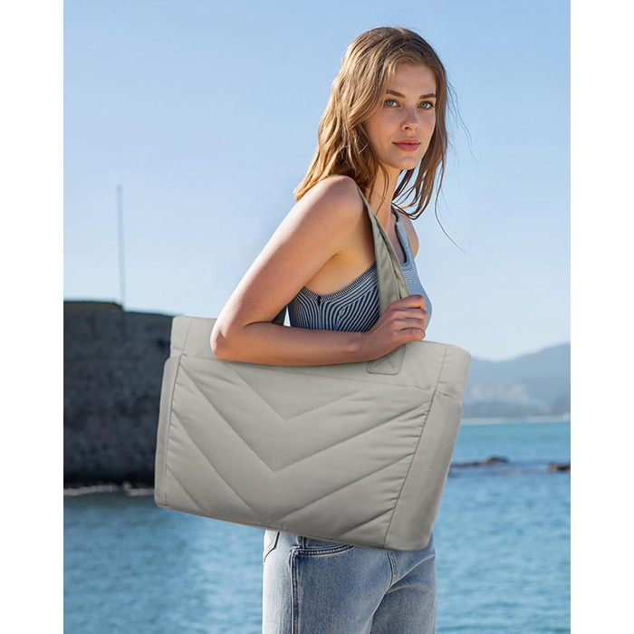 Сумка для ноутбука LOVEVOOK 15.6 дюймів, жіноча, shopper, велика, для роботи, навчання, універсальна, сіра, зелена