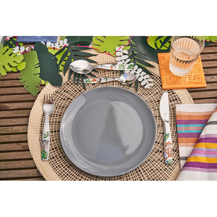 Дитячий набір столових приборів ZWILLING Dschungel, 4 шт., з зображеннями тварин, нержавіюча сталь 18/10, без пластику