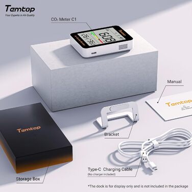 Temtop C1 - CO₂ монітор, термометр та гігрометр: точне вимірювання якості повітря вдома, в офісі, школі