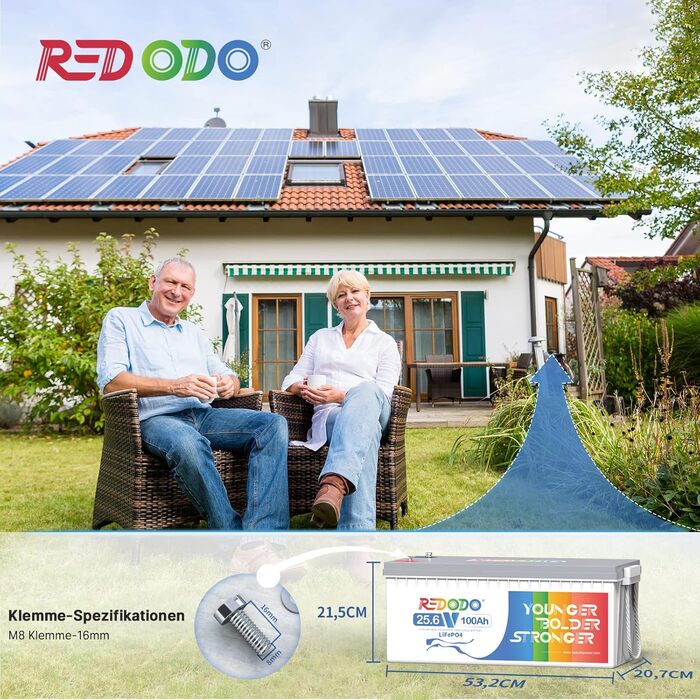 Акумулятор LiFePO4 Redodo 12V 280Ah, 200A BMS, 3584Wh, для сонячної системи, автофургону, кемпінгу, човна, дому (24V100Ah)