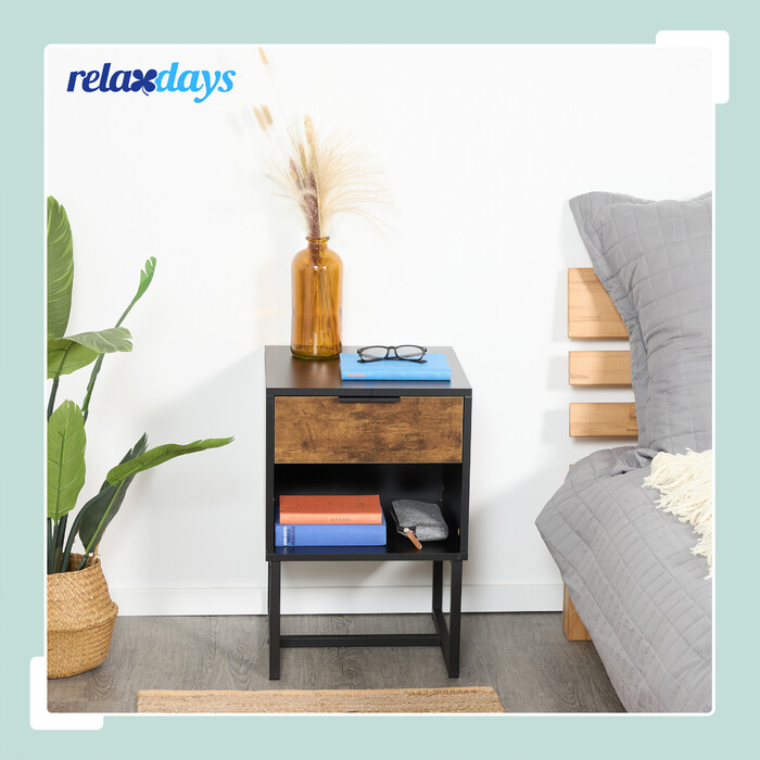 Relaxdays Промислова тумбочка з ящиком