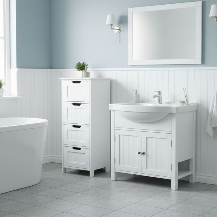 Шафка для ванної кімнати Relaxdays з 4 висувними ящиками