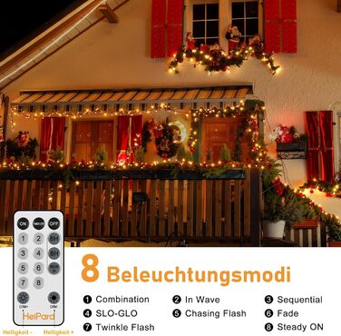 Гірлянда світлодіодна 40м, 400 LED, для прикраси ялинки та декору, вологостійка, з пультом, таймером, димуванням, теплий білий колір, для дому та саду