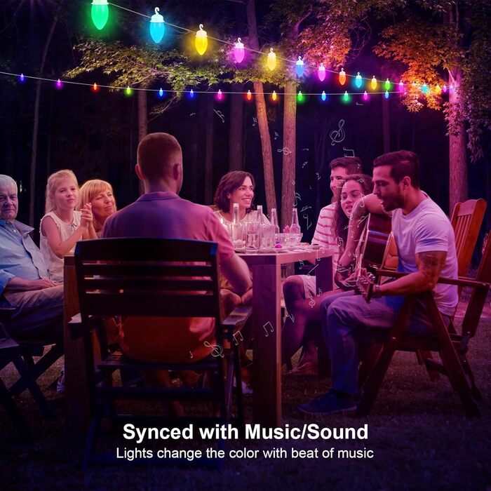 LED гірлянда для вулиці з таймером, 25+2 лампочки G40, 4 режими, димування, вологостійка, тепле світло, 15м, USB