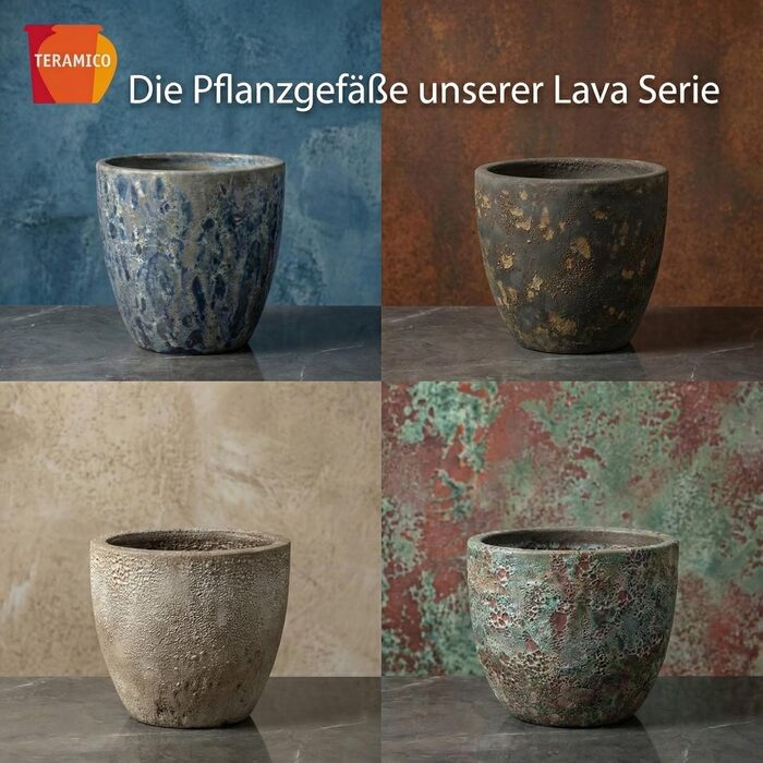 Керамічний горщик Teramico Premium: ручна робота, морозостійкий, з отвором для поливу. Підходить для квітів у саду та вдома. Унікальний горщик Lava Braun, 21x18 см
