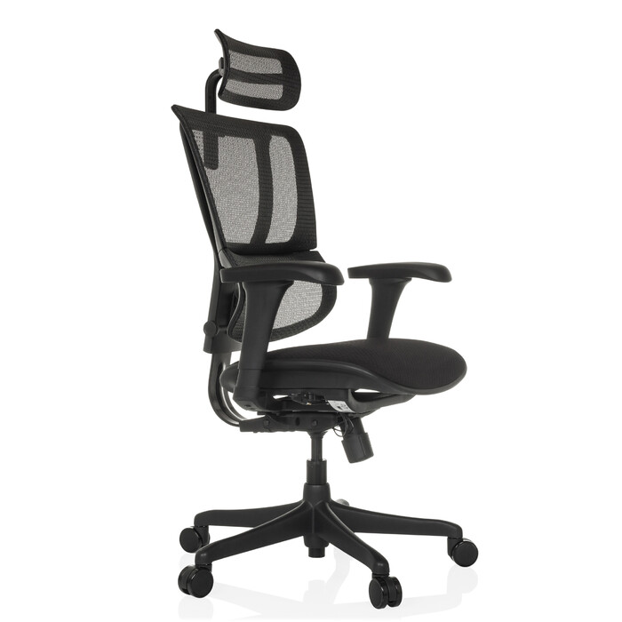 Ергономічне крісло для офісу/керівника ERGOHUMAN SLIM ECO F GEN2. Сидіння з тканини / спинка з сітки, чорний колір. hjh OFFICE