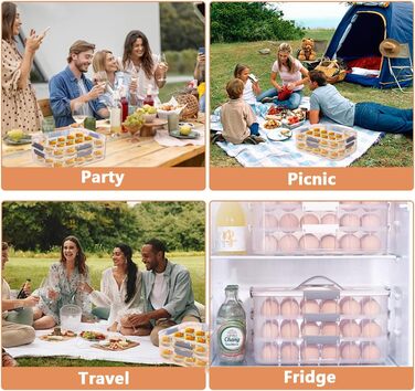 Контейнер для яєць з кришкою, 2-ярусний, 36 відділень, зелений, з ручкою та інжектором, для холодильника, складаний, портативний, прозорий, для вечірок, пікніків, подорожей