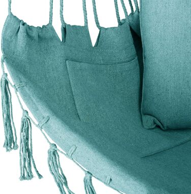 Підвісне крісло-гойдалка з подушкою 100x130x75 см, до 150 кг, для саду та дому, бохо стиль (Турквіс)
