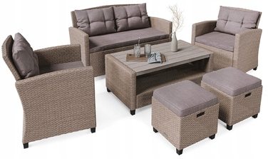 Комплект садових меблів з техноротанга Di Volio Firenze DV-016GF, бежевий, 6 предметів