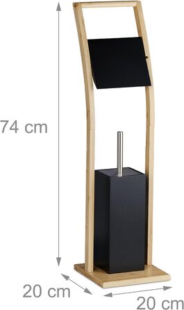 Туалетний набір Relaxdays, бамбук, вертикальний тримач для туалетного паперу, йоржик для унітазу з тримачем для йоржика, 74x20x20 см, чорний/натуральний