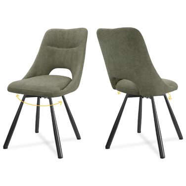 LEWE Комплект з 6 обертових стільців для їдальні, кухонних, вітальні та спальні. Ергономічні, м'які, без підлокітників, з тканини кашемір (сіро-зелений)