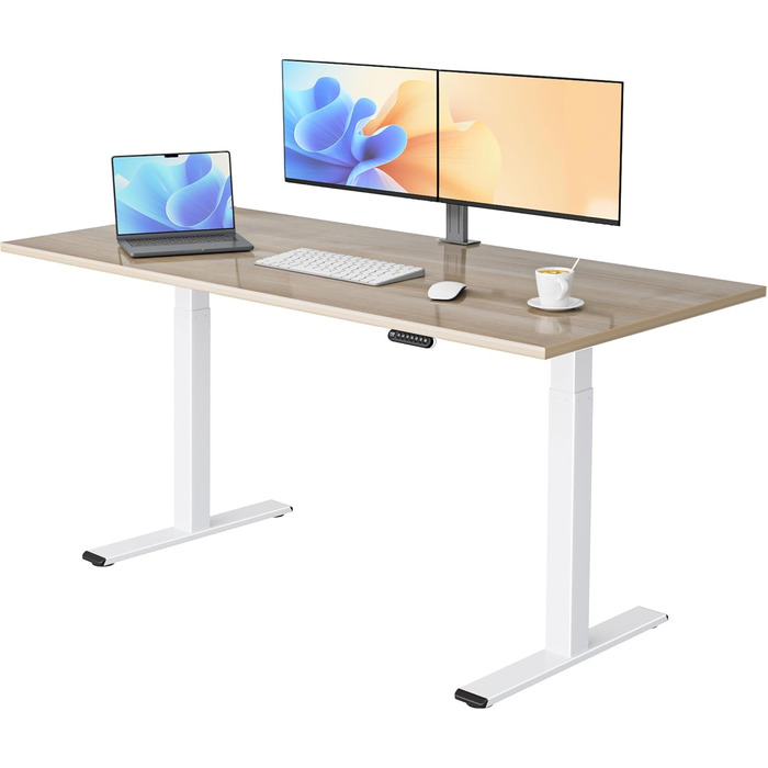 Електричний стіл E.For.U 180x80 см з регулюванням висоти, 2 мотори, телескопічна конструкція, 4-позиційна пам'ять, стільниця чорний + дуб, білий + горіх