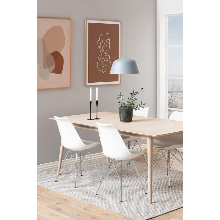 AC Design Furniture Emanuel: 2 стільці для обідньої зони, PU/Метал, 48,5x85,5x54 см, Білий/Хром