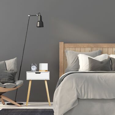 Приліжкова тумбочка Relaxdays біла з шухлядою