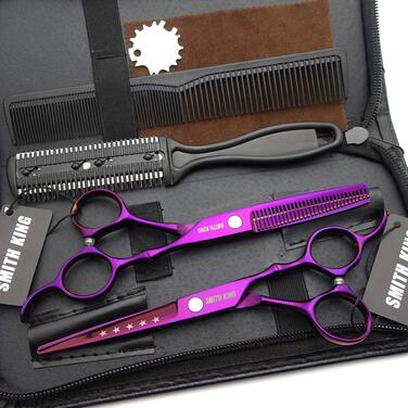 Набір ножиць для волосся 6,0 дюймів з гребінцями, фіолетовий - ідеально підходить для стрижки та проріджування волосся (макс. 60 символів)