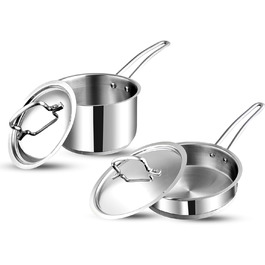 Набір кухонного посуду Vinod Classique Deluxe з нержавіючої сталі, 7 предметів: казан, сковорода, каструля з ручкою, соусник, кухонні аксесуари, індукційне дно, 2 роки гарантії