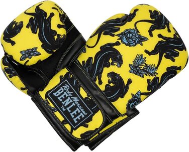 Боксерські рукавички Benlee зі штучної шкіри та Текстилю Panther Gloves (жовті / чорні / сині, 12 унцій)