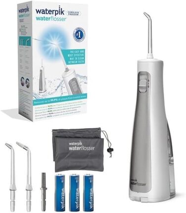 Waterpik Cordless Freedom Waterflosser: бездротова іригатор для рота, водонепроникний, з 3 насадками, білий (WF-03EU010)