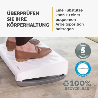 Підніжка для ніг Fellowes Standard, регульована по висоті, з вільно рухомою платформою, з переробленого пластику, для офісу та дому