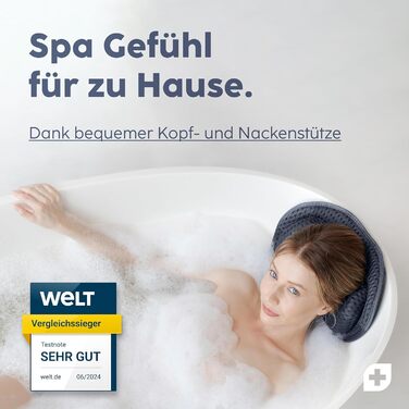 Подушка для ванни Vesta+ Нічна блакить L з присосками, переможець тестів, подушка для шиї та голови у ванну