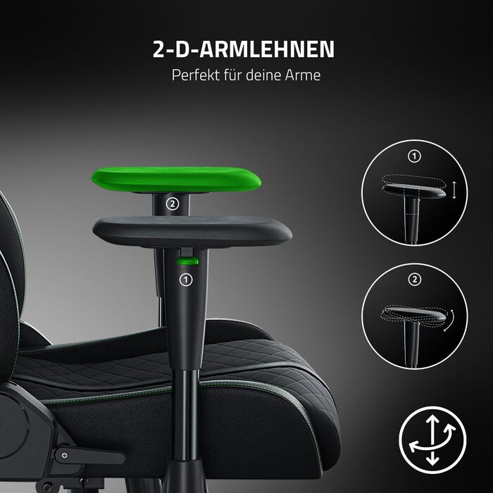 Геймінговий крісло Razer Enki X - комфорт на весь день (підтримка попереку, широке сидіння, оптимізована щільність, нахил до 152°) Зелений | Стандарт