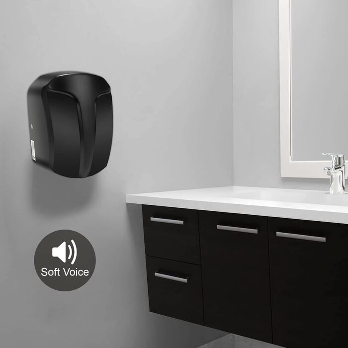 Електричний сушар для рук QL автоматичний, з HEPA-фільтром, нержавіюча сталь, для ванної кімнати та туалету, 1150W, чорний