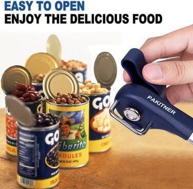 Безпечний відкривач консерв, ручний, з гладкими краями, боковий, ергономічний, для кухні та ресторану, колір морської хвилі