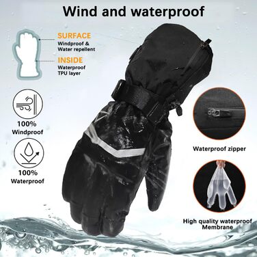 Обогріваючі рукавички Loowoko з акумулятором 7.4v 3000mAh (2 шт.), 3 режими нагріву, водонепроникні, з підтримкою сенсорного екрану, USB для роботи на відкритому повітрі, мотоцикла, велосипеда, катання на лижах, альпінізму, піших прогулянок