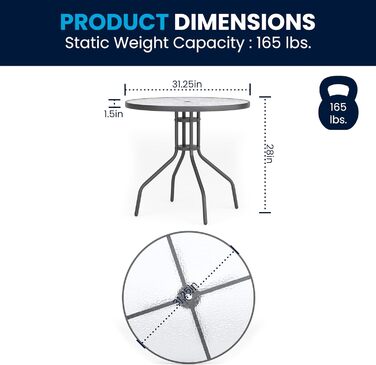Садовий набір меблів Flash Furniture Nantucket 6 предметів коричневий з столом, парасолькою та 4 складними стільцями сірого кольору