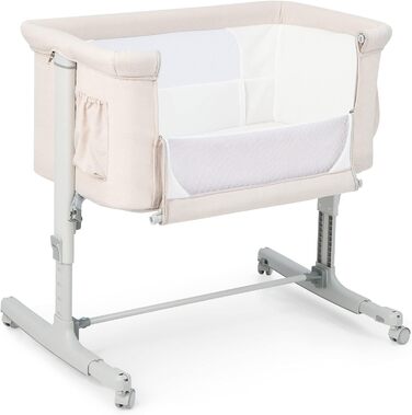 Дитяче ліжко-гойдалка Dreamade 2 в 1 з регулюванням висоти, 86 x 63 см, для новонароджених до 9 кг, з матрацом та колесами, похил 10° (Бежевий)