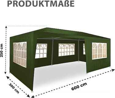 Альтанка MaxxGarden 3x4 м - Садовий намет - шатро - 12м - Захист від ультрафіолету 50 - Водонепроникний - 4 бічні панелі (зелений)