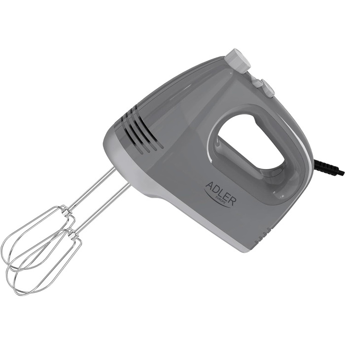 Міксер ручний ADLER 750W з насадками (вінчик, гак, лопатка, сепаратор) сірий