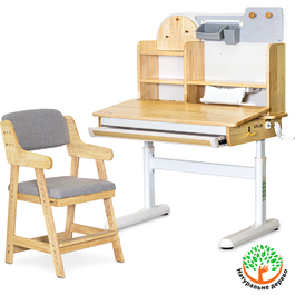 Комплект стіл Mealux Timberdesk S+ крісло Mealux Carlo (арт. BD-685 Wood S+KD-050 G)