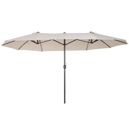 Outsunny Parasol Garden Parasol Market Parasol Double Parasol Патіо Парасолька з ручною рукояткою Бежева Овал 455 x 270 x 240 см
