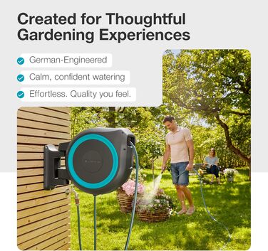 Гардена котушка для шланга на стіну, втягувана, 35 м, чорно-бірюзова