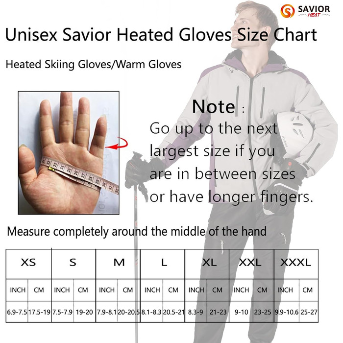 Обогріваючі рукавички SAVIOR HEAT для чоловіків та жінок, рукавички для зимового катання на лижах та ковзанах, рукавички для артриту, акумулятор 7.4V 2200mAh, USB-зарядка, чорний (XL)