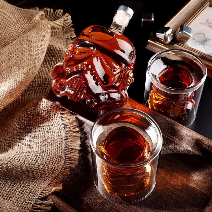 Набір скляних графин для віскі та 2 склянки 150 мл - набір для бренді, скотчу, горілки, подарунок для чоловіка
