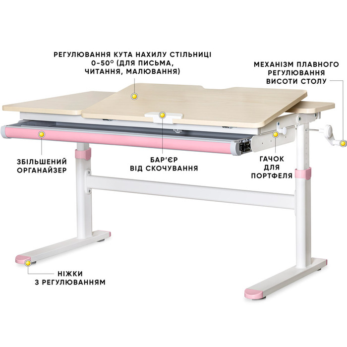 Дитячий стіл Evo-kids TH-360 Lite Pink (арт. TH-360 TG/PN Lite)