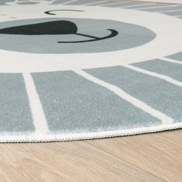 Дитячий килимок, який можна прати, Дитячий килим Круглий ігровий килим Левовий ведмідь Візерунок, Колір Сірий, Розмір 100 см Круглий 100 см Круглий сірий