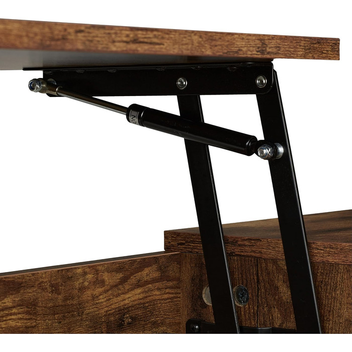 Журнальний столик Relaxdays з підйомною стільницею та двома відкидними полицями, коричневий, 45x108x40 см, індустріальний стиль