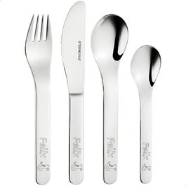 Дитячий столовий набір Kinderbesteck з гравіюванням 'Трактор + Ім'я' 4шт, персоналізований - набір для народження, хрещення