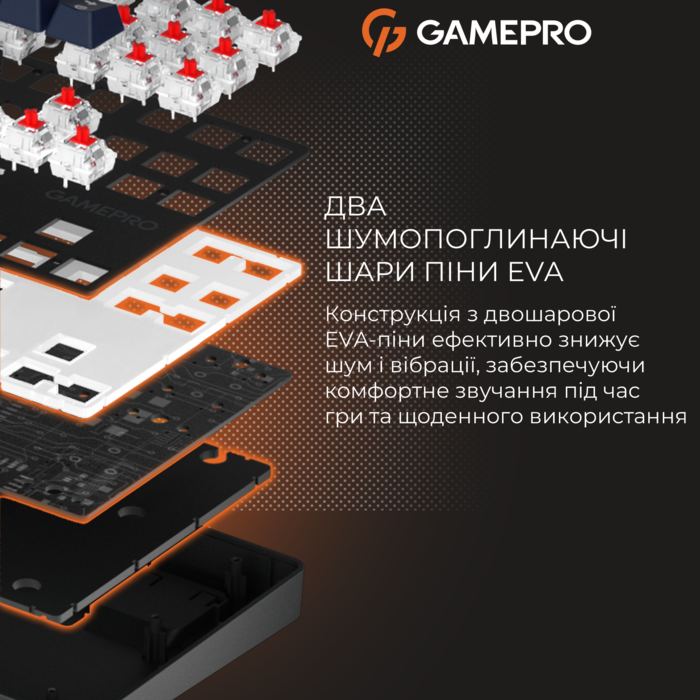 Дротова механічна клавіатура GamePro Genesis Metallic (MK110B) 87% Red switches