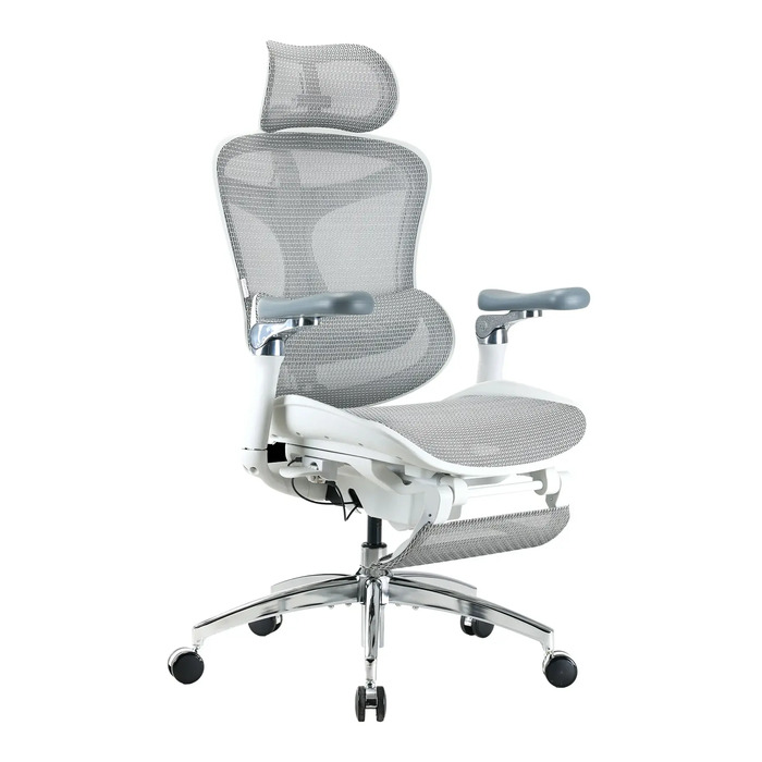 Ергономічне офісне крісло Doro C300 Pro white з підставкою для ніг