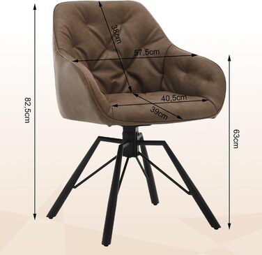 Крісло для їдальні WOLTU EZS61br-1 (8 шт.) з підлокітниками, штучна шкіра, металеві ніжки, коричневе