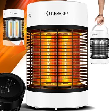 Інфрачервоний обігрівач KESSER Radiant Heater, Енергоефективний обігрівач 700 Вт Інтер'єр з коливанням на 360, Підлоговий блок, Електричний обігрівач IP55, Обігрівач для патіо (700 Вт, білий)