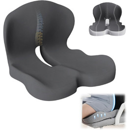 Ортопедична подушка для спини та сидіння з Memory Foam, ергономічна, з підтримкою попереку, для офісних та автомобільних крісел (темно-сірий)