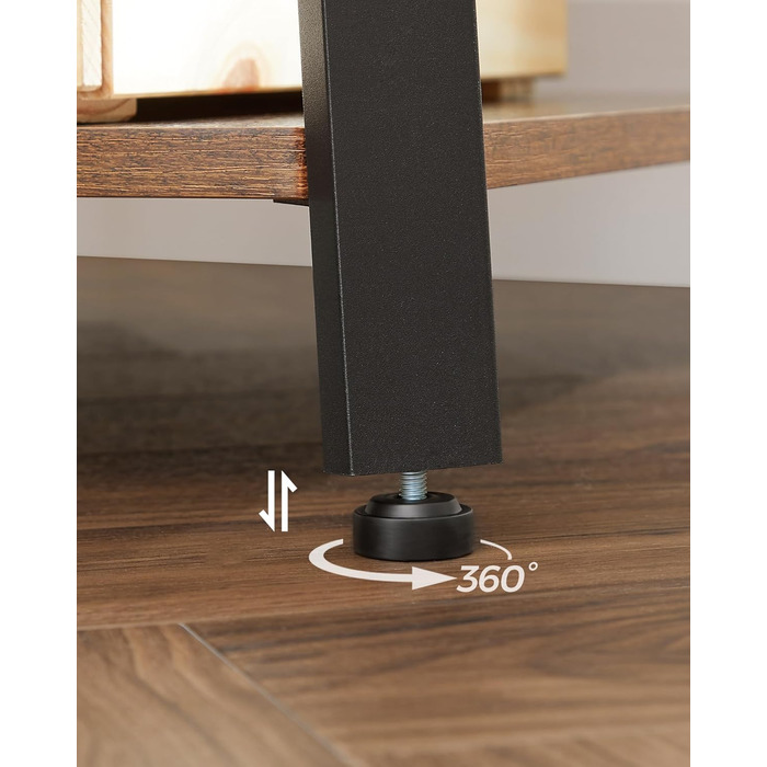 Стійка для одягу VASAGLE з 8 гачками, 4 полицями та перекладиною, металевий каркас, для шарів, курток, сумок, для прихожого, золотий дуб + білий (вінтажний коричневий + чорний)