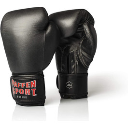 Спортивні рукавички для боксу та єдиноборств з натуральної шкіри для тренувань і спарингів з боксу, кікбоксингу, муай Тай і аналогічним видам єдиноборств, чорні, 16 унцій